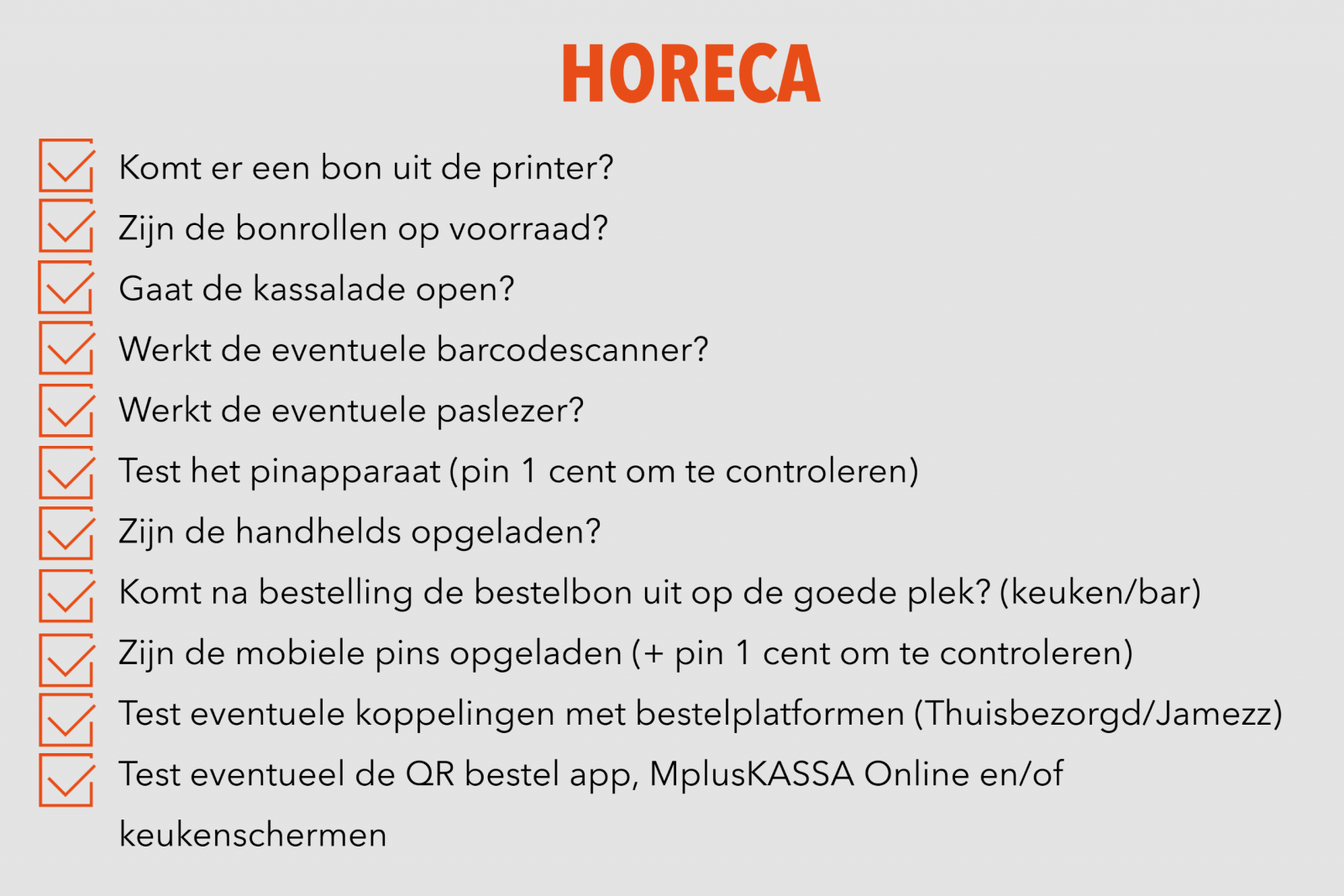 Checklist kassasysteem software horeca